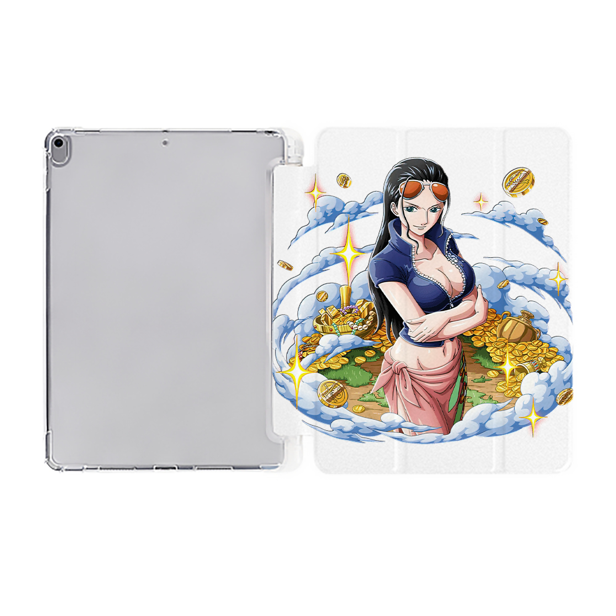 （画像用） ワンピース ニコ・ロビン ONE PIECE Nico Robin IPad ケース ペン収納付き 三つ折りスタンド PUレザー×シリコン 対応機種9.5/10.5/10.9インチ
